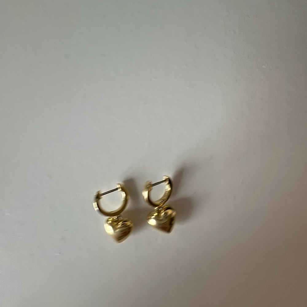 Ana Luisa Jessica Puffed Heart Hoops Gold Drop Earrings - Picture 4 of 5